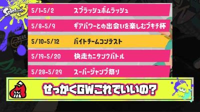【疑問】GWイベマに「スプラッシュボムラッシュ」をチョイスしたイカ研はなにを考えているのか